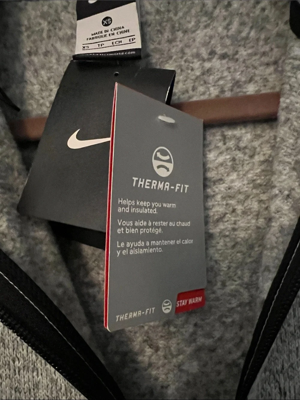 Nike Heather Gray Full‑Zip Bomber Jacket with Black Trim